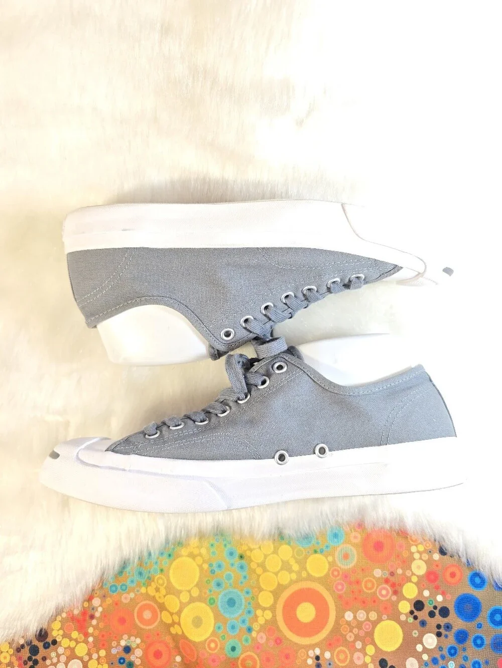 Converse Jack Purcell Unisex Gray Canvas Low-Top Sneakers with White Toe Cap